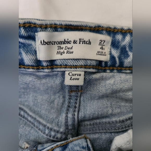 EUC Abercrombie & Fitch Blue Relaxed Jeans High Waisted Distressed Sz 27 - Picture 3 of 5